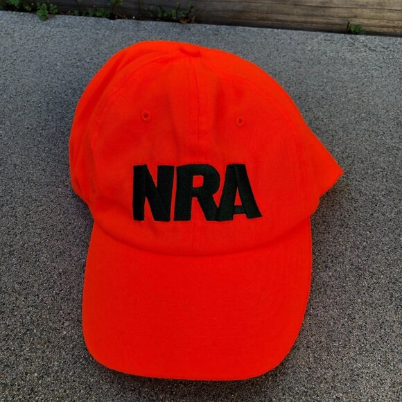 Vintage NRA National Rifle Association Hat Men's One Size Orange Adjustable Cap - Picture 1 of 6